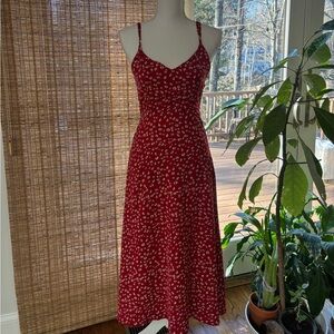 Elegant Red Floral Dress